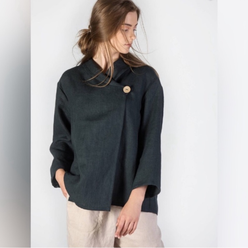 Black linen cardigan - 100% linen